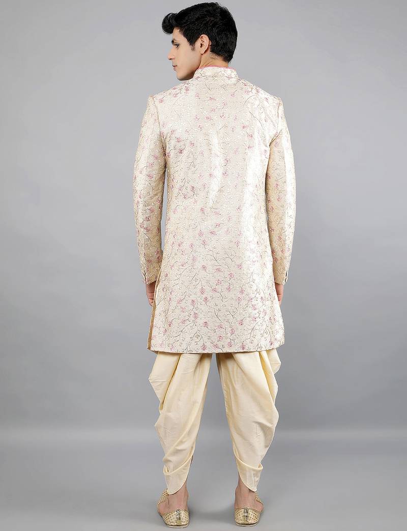 men's floral embroidery sherwani set