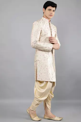 men's floral embroidery sherwani set