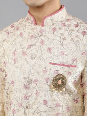 men's floral embroidery sherwani set 4