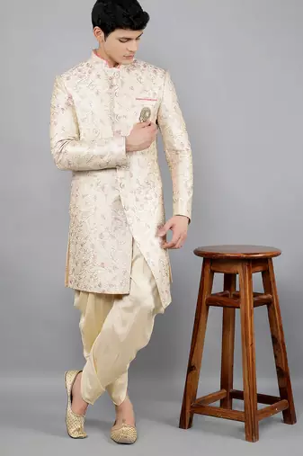 men's floral embroidery sherwani set