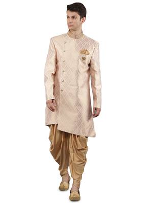 men's geomatric woven design sherwani set 1