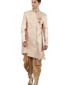 men's geomatric woven design sherwani set