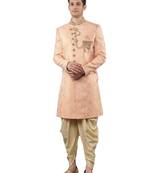 men's floral woven design with embroidered sherwani set