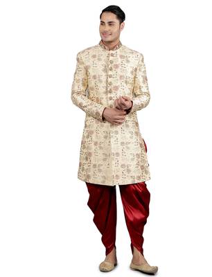  men's floral embroidered sherwani set 1