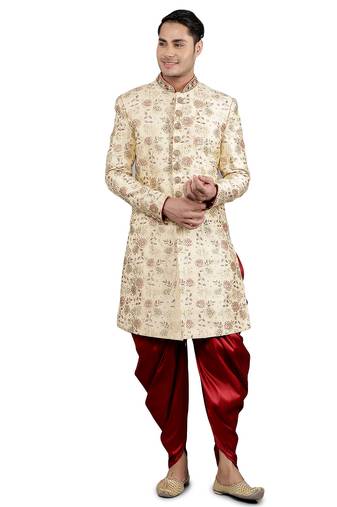  men's floral embroidered sherwani set