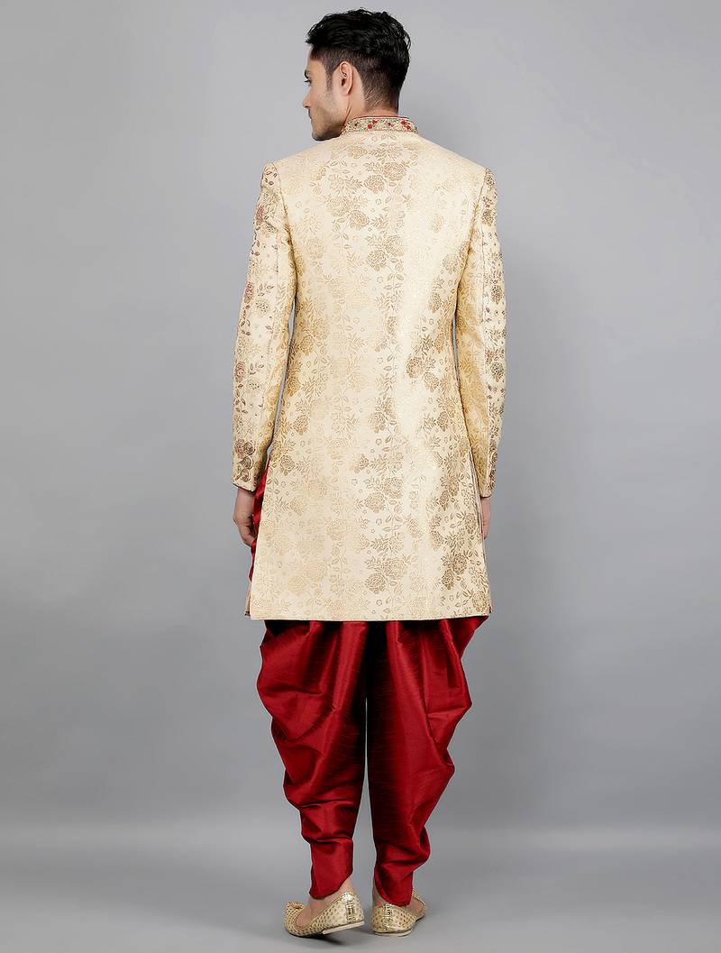  men's floral embroidered sherwani set