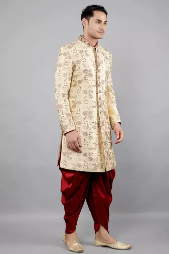  men's floral embroidered sherwani set