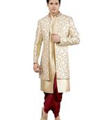men's floral embroidered indowestern sherwani set