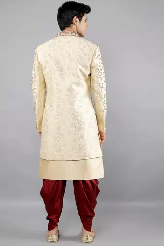 men's floral embroidered indowestern sherwani set