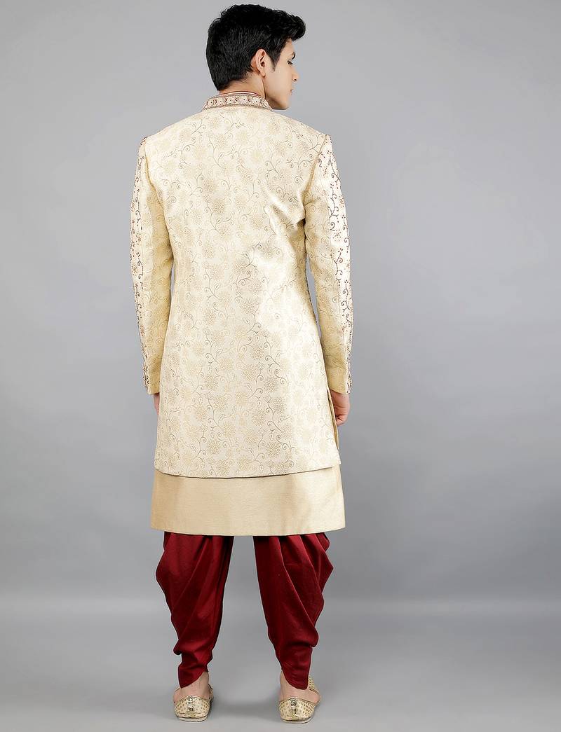 men's floral embroidered indowestern sherwani set