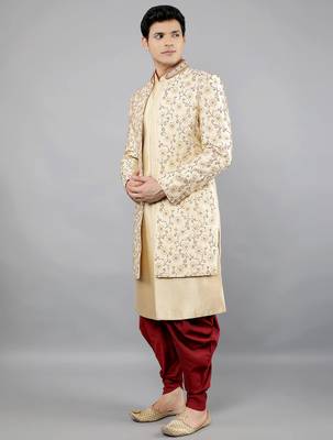 men's floral embroidered indowestern sherwani set 3