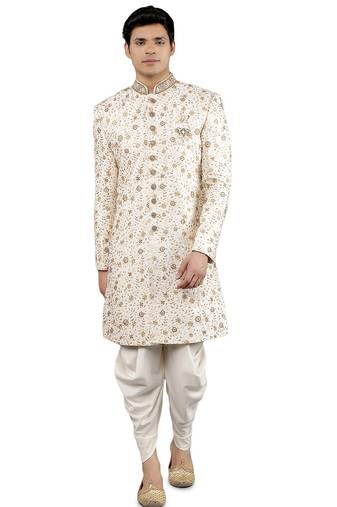 men's floral embroidered sherwani set