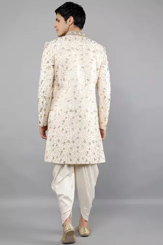 men's floral embroidered sherwani set
