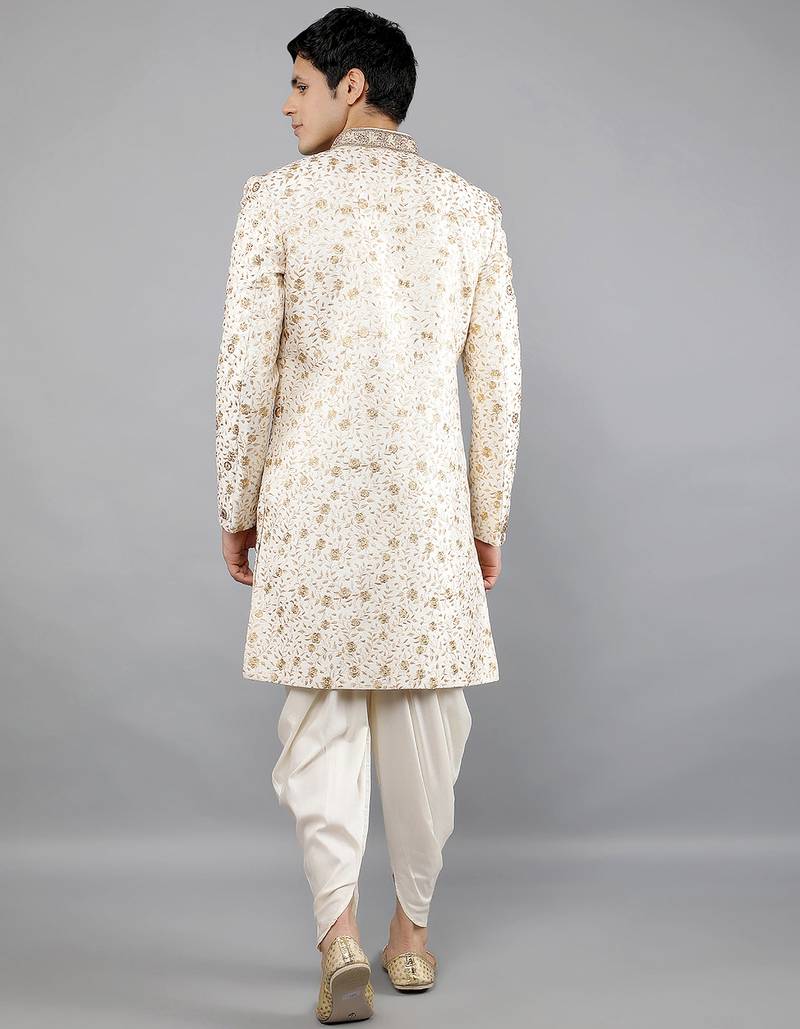 men's floral embroidered sherwani set