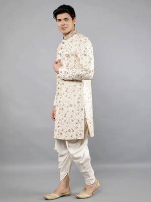 men's floral embroidered sherwani set 4