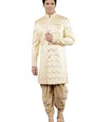 men's thread embroidered with mirror work sherwani set