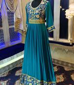 Sea green designer embroidery abaya