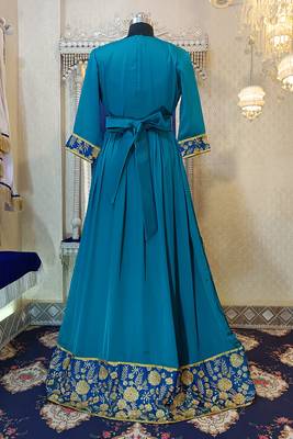 Sea green designer embroidery abaya 4
