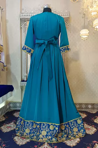 Sea green designer embroidery abaya