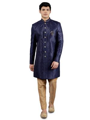 men's woven design ethnic sherwani set 1