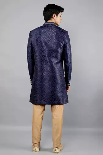 men's woven design ethnic sherwani set