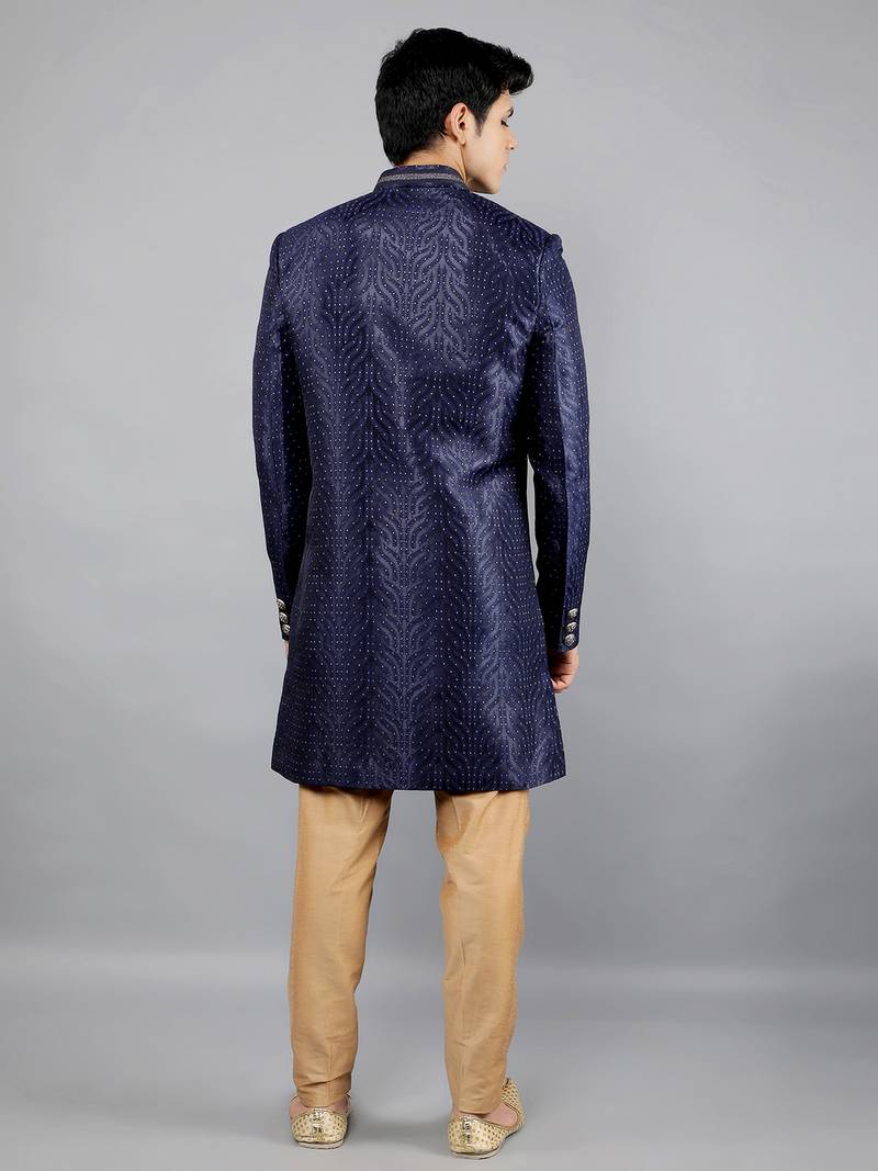 men's woven design ethnic sherwani set