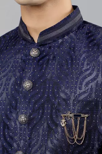 men's woven design ethnic sherwani set