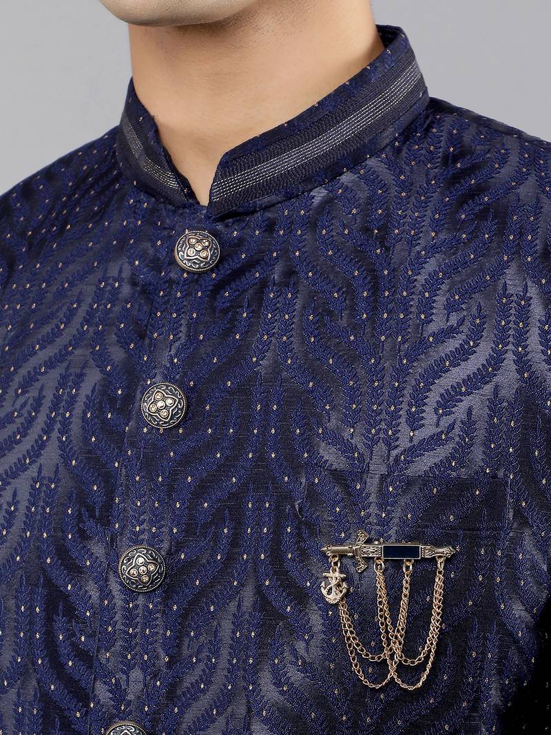 men's woven design ethnic sherwani set