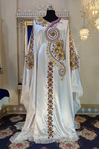 White and gold unique israeli kaftan