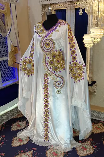 White and gold unique israeli kaftan