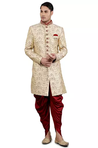 men's floral embroidered sherwani set