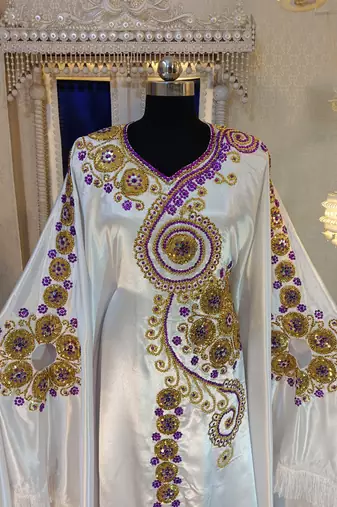 White and gold unique israeli kaftan