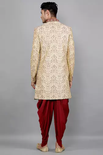 men's floral embroidered sherwani set