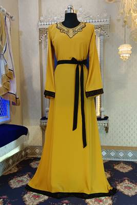 Golden yellow designer arabic kaftan 1