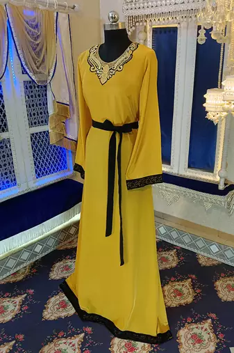 Golden yellow designer arabic kaftan