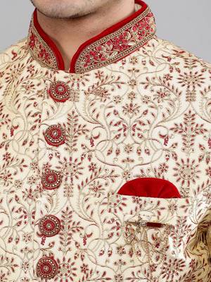 men's floral embroidered sherwani set 4