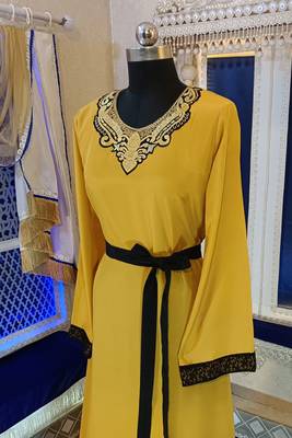 Golden yellow designer arabic kaftan 4