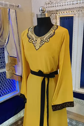 Golden yellow designer arabic kaftan