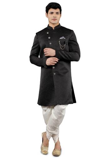 men's woven design ethnic sherwani set