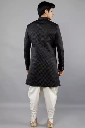 men's woven design ethnic sherwani set
