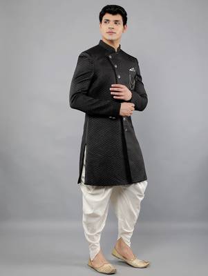men's woven design ethnic sherwani set 3