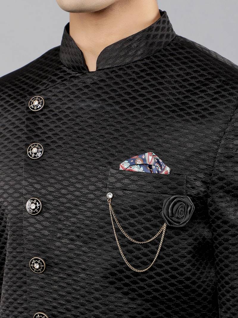 men's woven design ethnic sherwani set