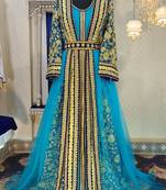 Blue and firozi islamic moroccan kaftan