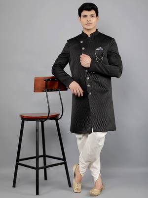 men's woven design ethnic sherwani set 5