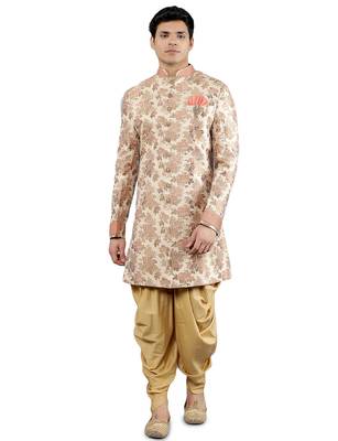  men's floral woven design ethnic sherwani set 1