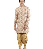  men's floral woven design ethnic sherwani set