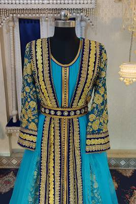 Blue and firozi islamic moroccan kaftan 4