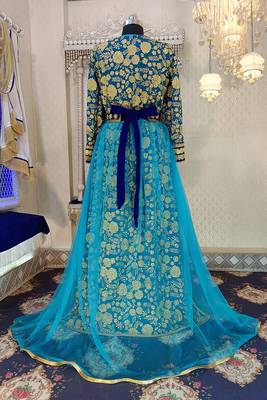 Blue and firozi islamic moroccan kaftan 5