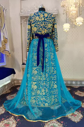 Blue and firozi islamic moroccan kaftan