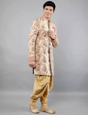  men's floral woven design ethnic sherwani set 3